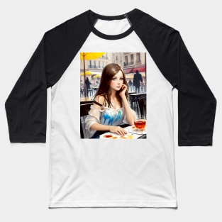 beauitful woman on parisian cafe Baseball T-Shirt